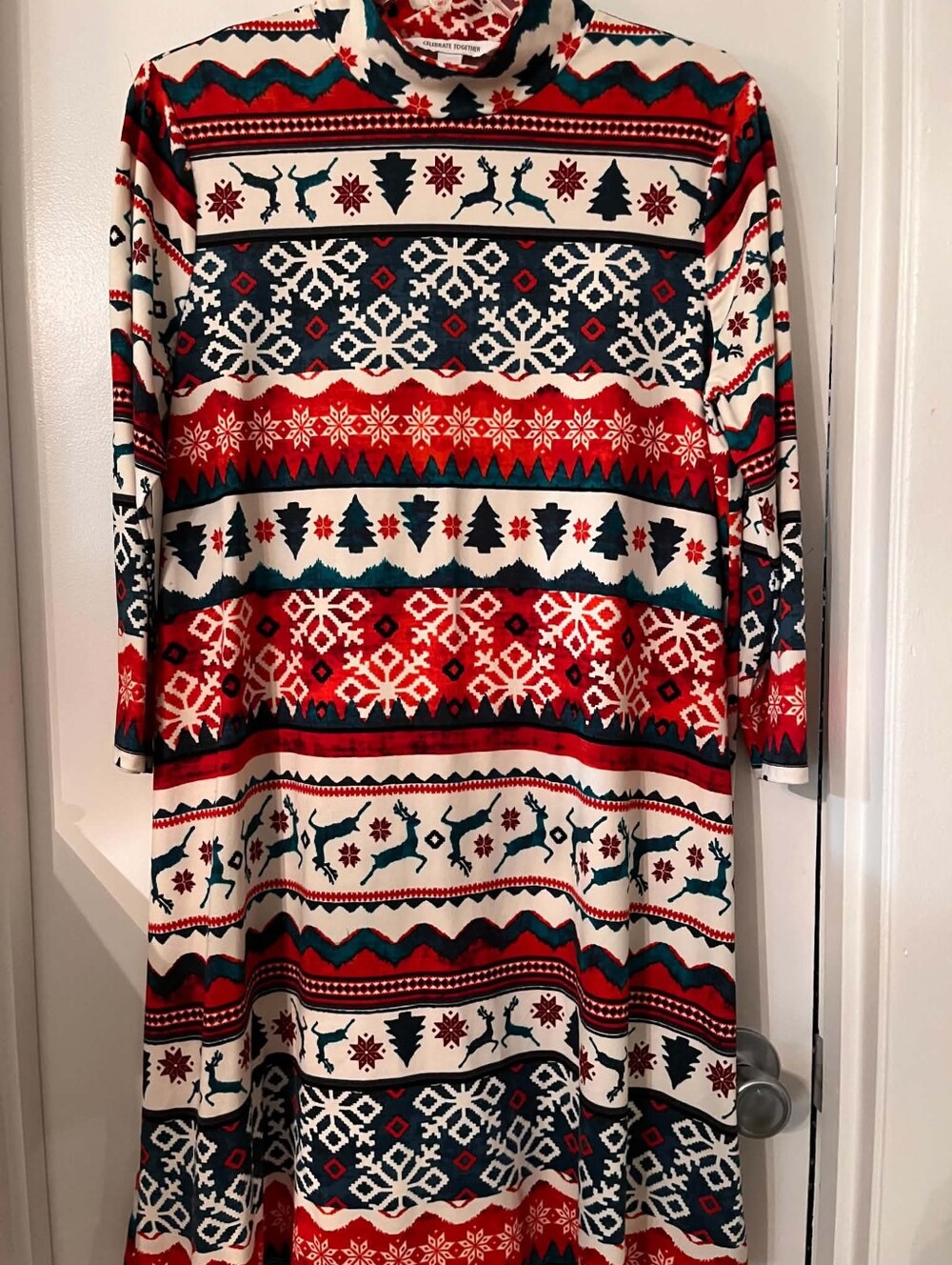 Celebrate Together Red & Green Holiday Print Dress